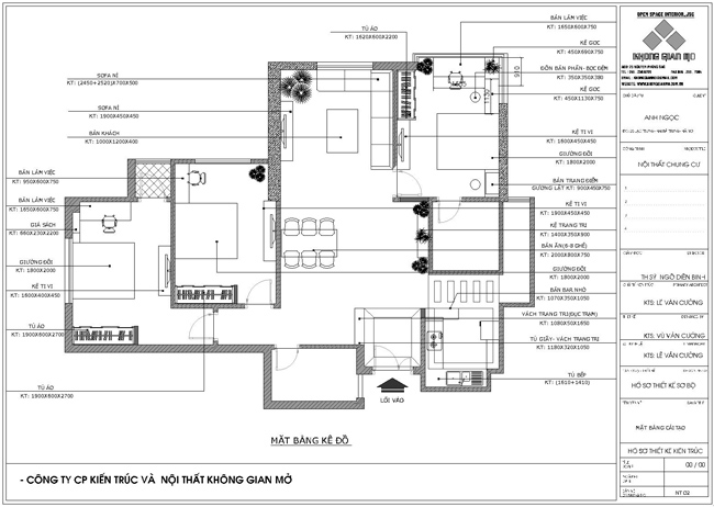 Thiết kế nội thất chưng cư Lạc Trung - Mặt bằng tổng thể - Anh Ngọc